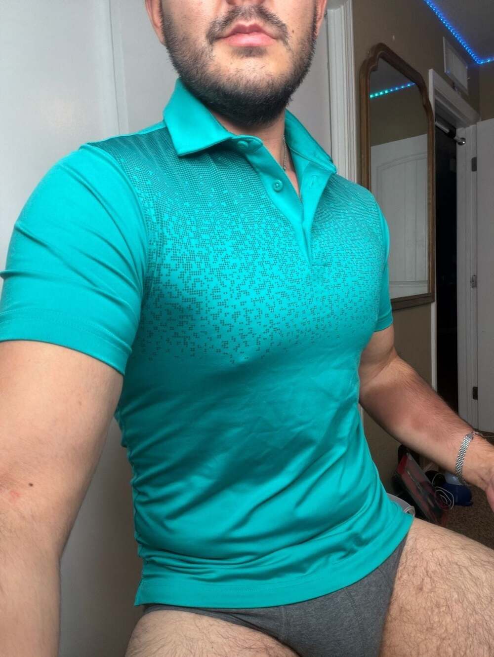 Under Armour HeatGear Men's Loose Fit Teal Patterned Short Sleeve Polo Shirt